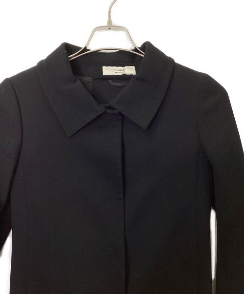 PRADA（プラダ）PRADA (プラダ) バックリボンウールステンカラーコート ブラック サイズ:36の古着・服飾アイテム