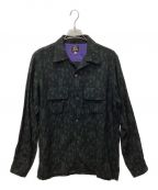 Needlesニードルズ）の古着「Classic Shirt Rayon Abstract Jq」｜ブラック×グリーン