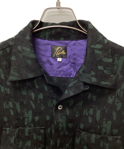 Needles（ニードルズ）Needles (ニードルズ) Classic Shirt Rayon Abstract Jq ブラック×グリーン サイズ:Lの古着・服飾アイテム