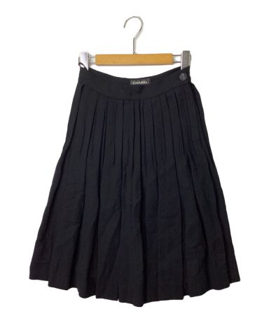 シャネルのプリーツスカート 中古・古着通販】CHANEL (シャネル) プリーツスカート ブラック サイズ