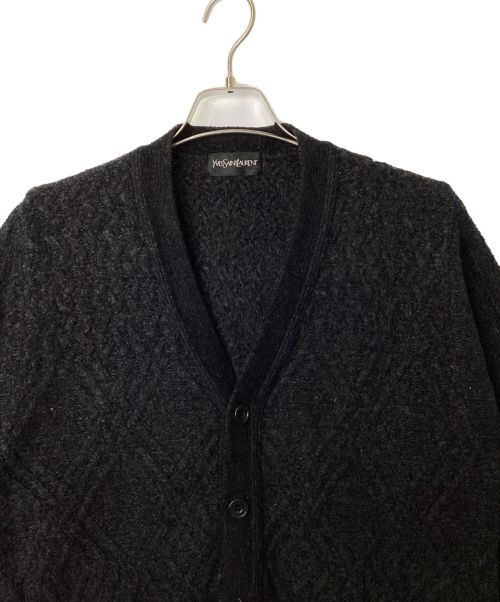 Yves Saint Laurent（イヴサンローラン）Yves Saint Laurent (イヴサンローラン) ケーブルニットカーディガン ブラック サイズ:Lの古着・服飾アイテム