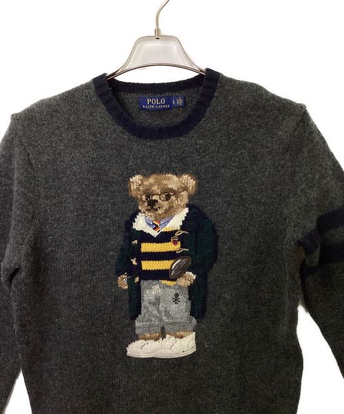 POLO RALPH LAUREN（ポロ・ラルフローレン）POLO RALPH LAUREN (ポロ・ラルフローレン) クルーネックニット グレー×ブラック サイズ:Sの古着・服飾アイテム