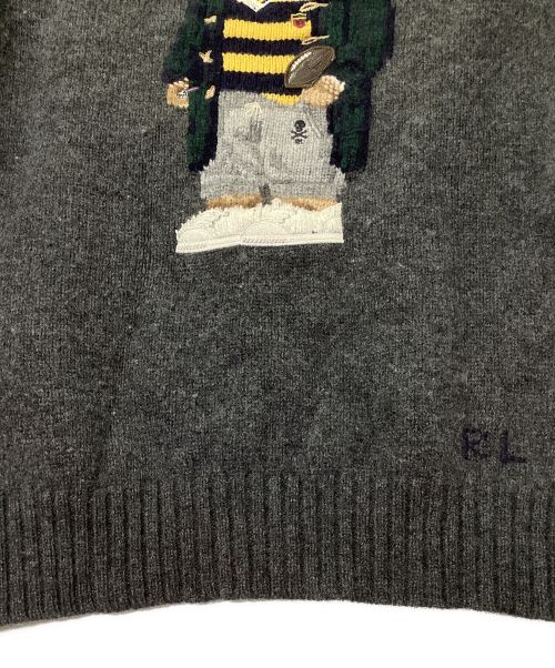 POLO RALPH LAUREN（ポロ・ラルフローレン）POLO RALPH LAUREN (ポロ・ラルフローレン) クルーネックニット グレー×ブラック サイズ:Sの古着・服飾アイテム