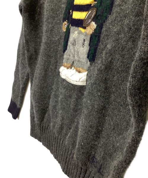 POLO RALPH LAUREN（ポロ・ラルフローレン）POLO RALPH LAUREN (ポロ・ラルフローレン) クルーネックニット グレー×ブラック サイズ:Sの古着・服飾アイテム