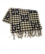 GUCCIグッチ）の古着「ジャガードギンガムチェックマフラー 	GUCCI（グッチ）　644365」｜ベージュ×ブラック