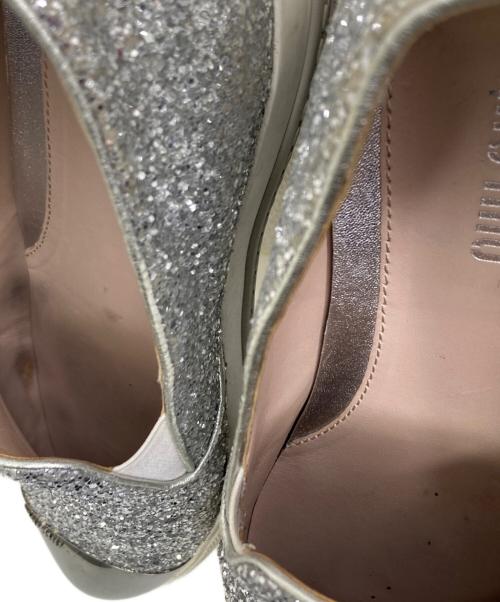 MIU MIU（ミュウミュウ）MIU MIU (ミュウミュウ) グリッタースリッポン グレー サイズ:38.5の古着・服飾アイテム