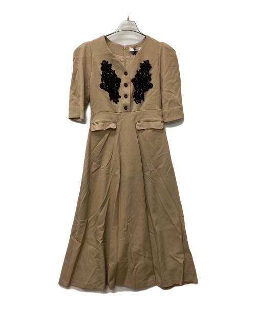 HER LIP TO（ハーリップトゥ）HER LIP TO (ハーリップトゥ) Lace Motif Twill Long Dress ブラウン サイズ:Sの古着・服飾アイテム