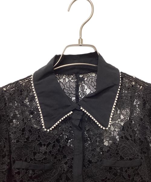 HER LIP TO（ハーリップトゥ）HER LIP TO (ハーリップトゥ) Gardenia Lace BowTie Blouse ブラック サイズ:S 未使用品の古着・服飾アイテム