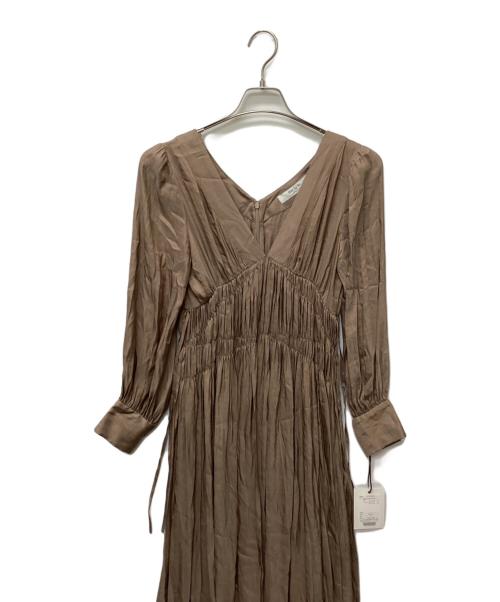 HER LIP TO（ハーリップトゥ）HER LIP TO (ハーリップトゥ) Side Bow Vintage Twill Dress ブラウン サイズ:M 未使用品の古着・服飾アイテム