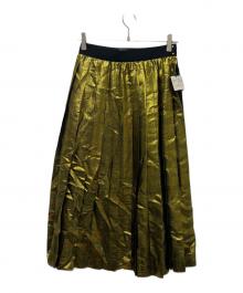 MUVEIL（ミュベール）の古着「ラメチェックスカート」｜ブラック×ゴールド