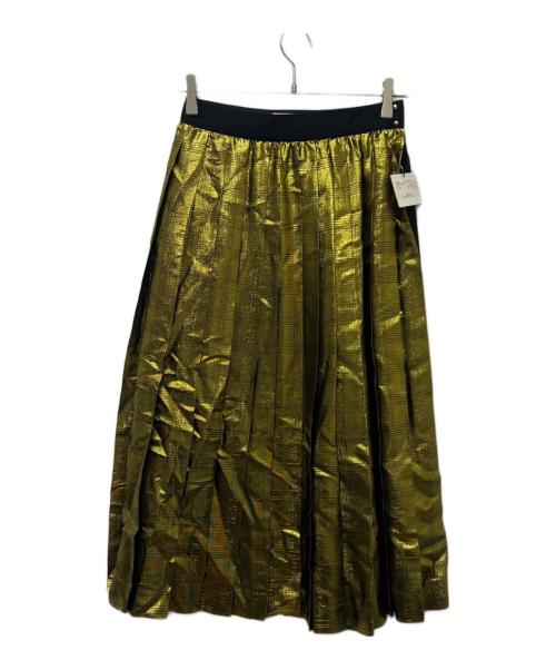 MUVEIL（ミュベール）MUVEIL (ミュベール) ラメチェックスカート ブラック×ゴールド サイズ:38の古着・服飾アイテム