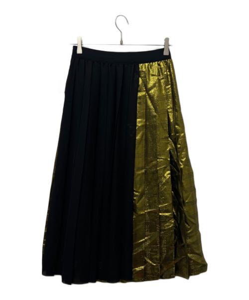 MUVEIL（ミュベール）MUVEIL (ミュベール) ラメチェックスカート ブラック×ゴールド サイズ:38の古着・服飾アイテム