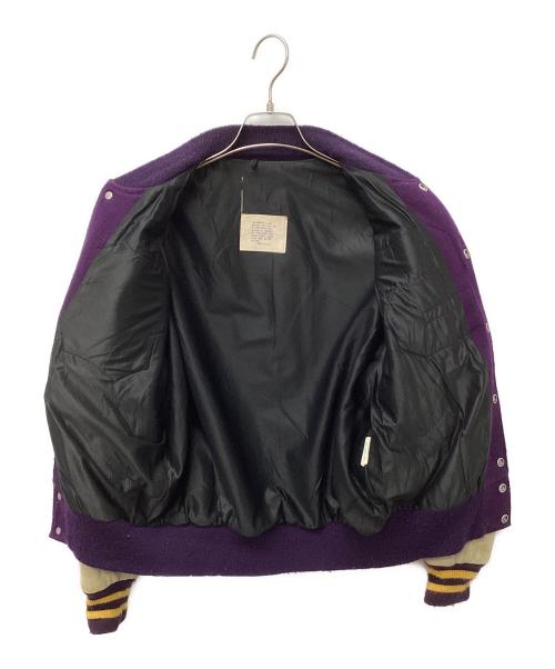 US古着（USフルギ）US古着 (USフルギ) 袖切り替えスタジャン パープル×ベージュ サイズ:表記なしの古着・服飾アイテム