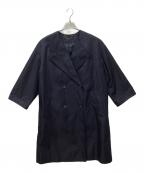 ELLEエル）の古着「ノーカラーコート」｜ネイビー
