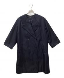 ELLE（エル）の古着「ノーカラーコート」｜ネイビー