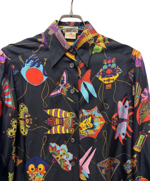HERMES（エルメス）HERMES (エルメス) 総柄シルクシャツ ブラック サイズ:３８の古着・服飾アイテム