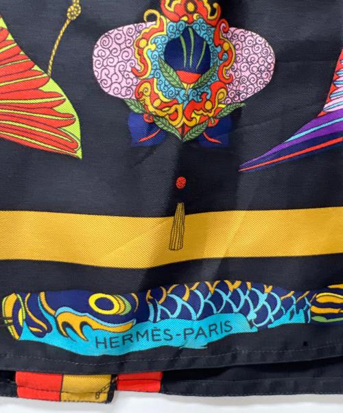 HERMES（エルメス）HERMES (エルメス) 総柄シルクシャツ ブラック サイズ:３８の古着・服飾アイテム