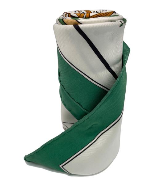 HERMES（エルメス）HERMES (エルメス) カレ90 グリーン×ホワイトの古着・服飾アイテム