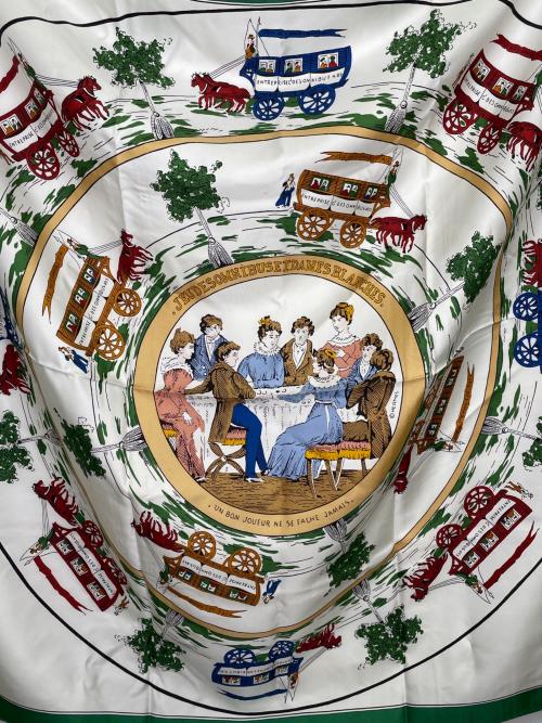 HERMES（エルメス）HERMES (エルメス) カレ90 グリーン×ホワイトの古着・服飾アイテム