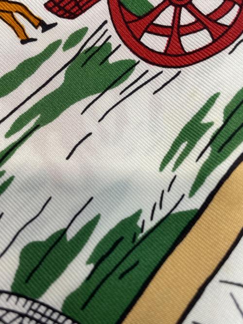 HERMES（エルメス）HERMES (エルメス) カレ90 グリーン×ホワイトの古着・服飾アイテム