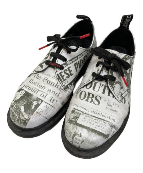 Dr.Martens（ドクターマーチン）Dr.Martens (ドクターマーチン) SEX PISTOLS (セックスピストルズ) 3ホールシューズ ホワイト×ブラック サイズ:UK8の古着・服飾アイテム