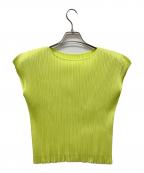 PLEATS PLEASEプリーツプリーズ）の古着「フレンチスリーブフリンジカットソー」｜イエロー