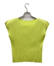 PLEATS PLEASE（プリーツプリーズ）の古着「フレンチスリーブフリンジカットソー」｜イエロー