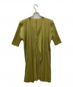 PLEATS PLEASEプリーツプリーズ）の古着「ロングカーディガン」｜黄緑