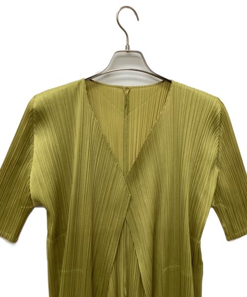 PLEATS PLEASE（プリーツプリーズ）PLEATS PLEASE (プリーツプリーズ) ロングカーディガン 黄緑 サイズ:4の古着・服飾アイテム