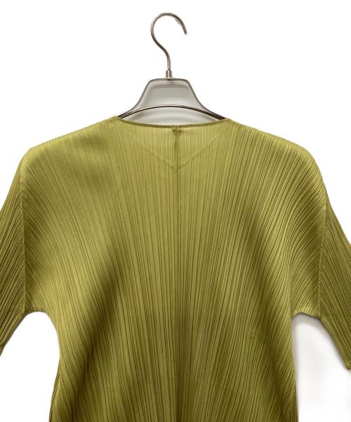 PLEATS PLEASE（プリーツプリーズ）PLEATS PLEASE (プリーツプリーズ) ロングカーディガン 黄緑 サイズ:4の古着・服飾アイテム