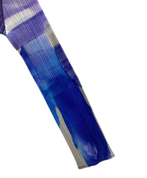 PLEATS PLEASE（プリーツプリーズ）PLEATS PLEASE (プリーツプリーズ) カーディガン ブルー×ホワイト サイズ:3の古着・服飾アイテム