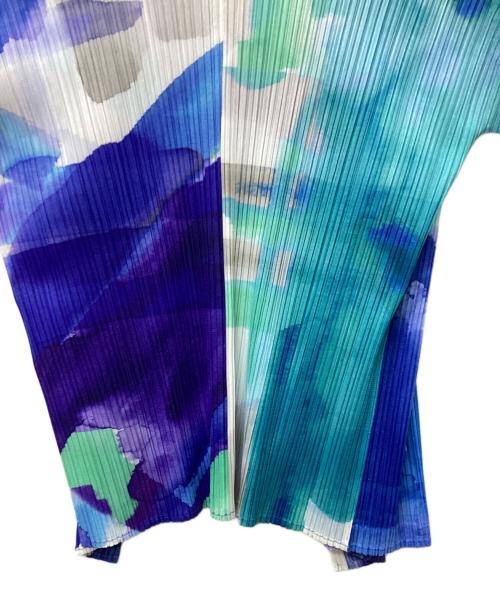 PLEATS PLEASE（プリーツプリーズ）PLEATS PLEASE (プリーツプリーズ) カーディガン ブルー×ホワイト サイズ:3の古着・服飾アイテム