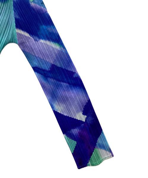 PLEATS PLEASE（プリーツプリーズ）PLEATS PLEASE (プリーツプリーズ) カーディガン ブルー×ホワイト サイズ:3の古着・服飾アイテム