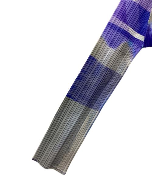 PLEATS PLEASE（プリーツプリーズ）PLEATS PLEASE (プリーツプリーズ) カーディガン ブルー×ホワイト サイズ:3の古着・服飾アイテム