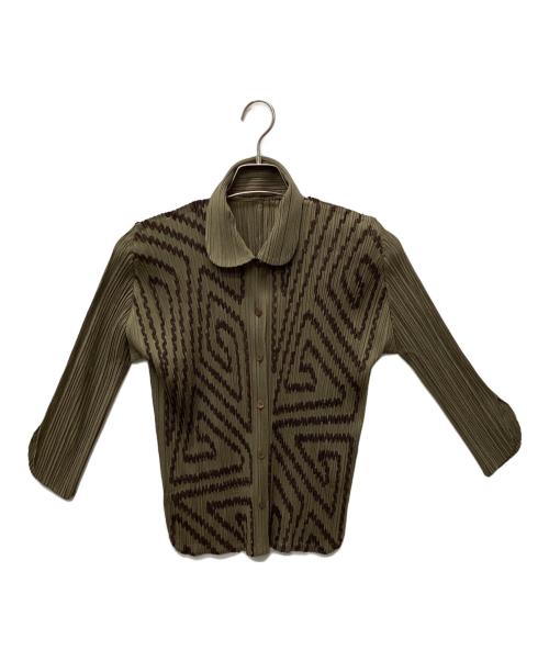 PLEATS PLEASE（プリーツプリーズ）PLEATS PLEASE (プリーツプリーズ) カーディガン オリーブ サイズ:4の古着・服飾アイテム