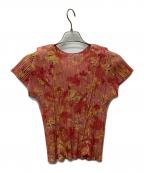 PLEATS PLEASEプリーツプリーズ）の古着「半袖ブラウス」｜ピンク×イエロー