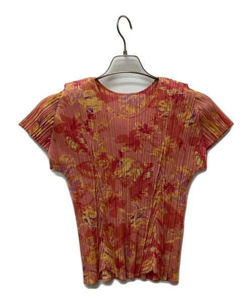 PLEATS PLEASE（プリーツプリーズ）PLEATS PLEASE (プリーツプリーズ) 半袖ブラウス ピンク×イエロー サイズ:3の古着・服飾アイテム