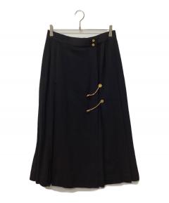 中古・古着通販】CHANEL (シャネル) プリーツスカート ブラック サイズ