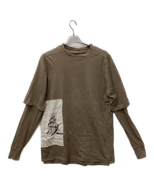 RICK OWENS DRKSHDW（リックオウエンス ダークシャドウ）RICK OWENS DRKSHDW (リックオウエンス ダークシャドウ) フェイクレイヤードカットソー ベージュ サイズ:Sの古着・服飾アイテム