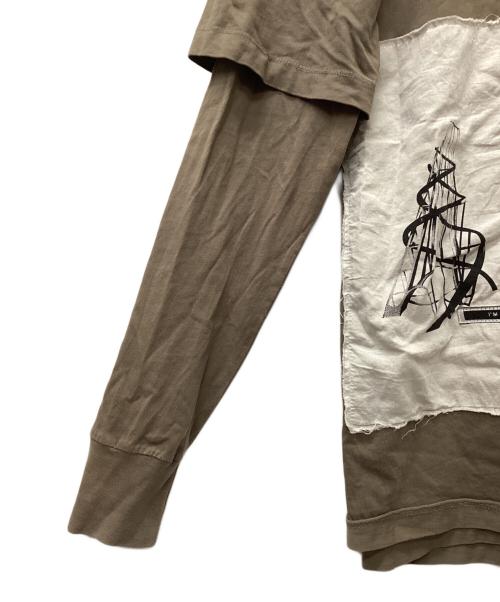 RICK OWENS DRKSHDW（リックオウエンス ダークシャドウ）RICK OWENS DRKSHDW (リックオウエンス ダークシャドウ) フェイクレイヤードカットソー ベージュ サイズ:Sの古着・服飾アイテム