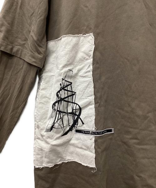 RICK OWENS DRKSHDW（リックオウエンス ダークシャドウ）RICK OWENS DRKSHDW (リックオウエンス ダークシャドウ) フェイクレイヤードカットソー ベージュ サイズ:Sの古着・服飾アイテム