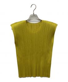 PLEATS PLEASE（プリーツプリーズ）の古着「ノースリーブブラウス」｜イエロー