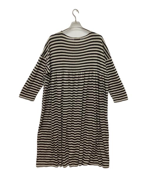 ICHI Antiquites（イチアンティークス）ICHI Antiquites (イチアンティークス) リネンコットンボーダーワンピース ブラック×ベージュ サイズ:FREEの古着・服飾アイテム