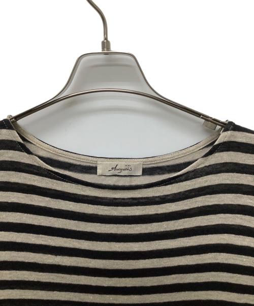 ICHI Antiquites（イチアンティークス）ICHI Antiquites (イチアンティークス) リネンコットンボーダーワンピース ブラック×ベージュ サイズ:FREEの古着・服飾アイテム