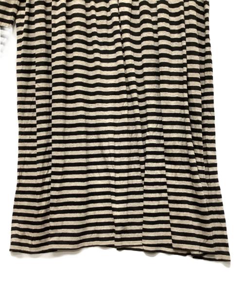 ICHI Antiquites（イチアンティークス）ICHI Antiquites (イチアンティークス) リネンコットンボーダーワンピース ブラック×ベージュ サイズ:FREEの古着・服飾アイテム