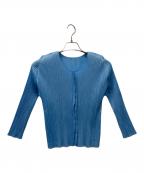 PLEATS PLEASEプリーツプリーズ）の古着「フロントフリルプリーツカットソー」｜スカイブルー