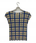 PLEATS PLEASEプリーツプリーズ）の古着「ノースリーブカットソー」｜ブルー×ベージュ