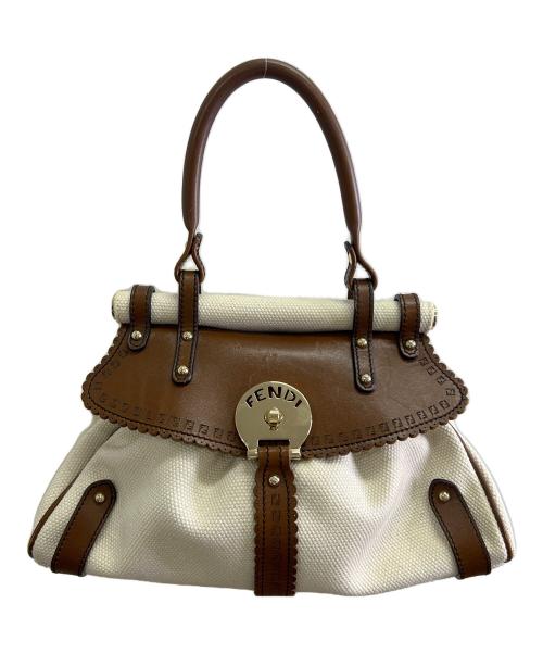 FENDI（フェンディ）FENDI (フェンディ) ハンドバッグ ベージュ×ブラウンの古着・服飾アイテム