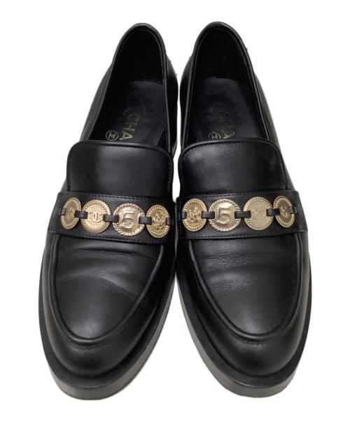 CHANEL（シャネル）CHANEL (シャネル) カーフスキン ローファー ブラック サイズ:37の古着・服飾アイテム