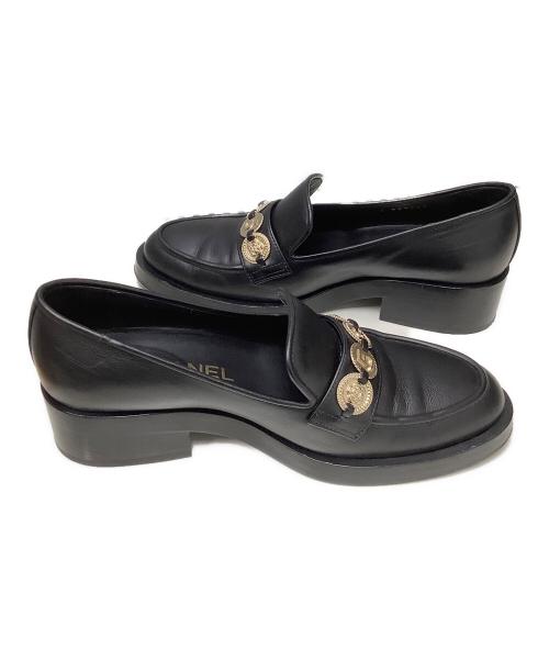 CHANEL（シャネル）CHANEL (シャネル) カーフスキン ローファー ブラック サイズ:37の古着・服飾アイテム